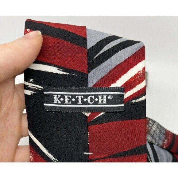Lot of 2 Men's Designer Ketch Neckties Multicolor Red Abstract Made In USA - Picture 5 of 10